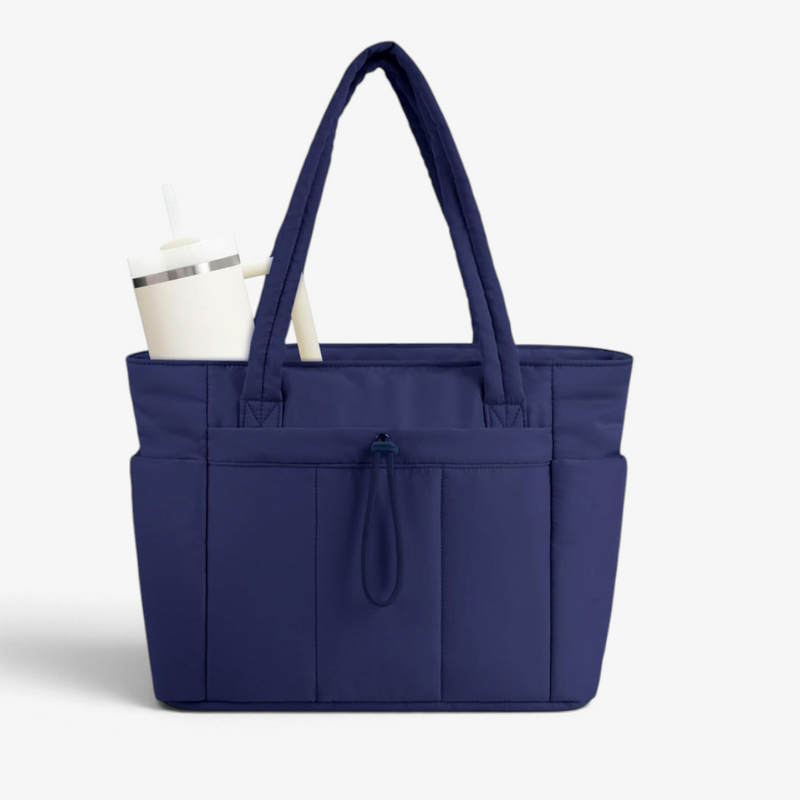 QuiltCarry - Gesteppte Tragetasche mit Laptopfach und Becherhalter
