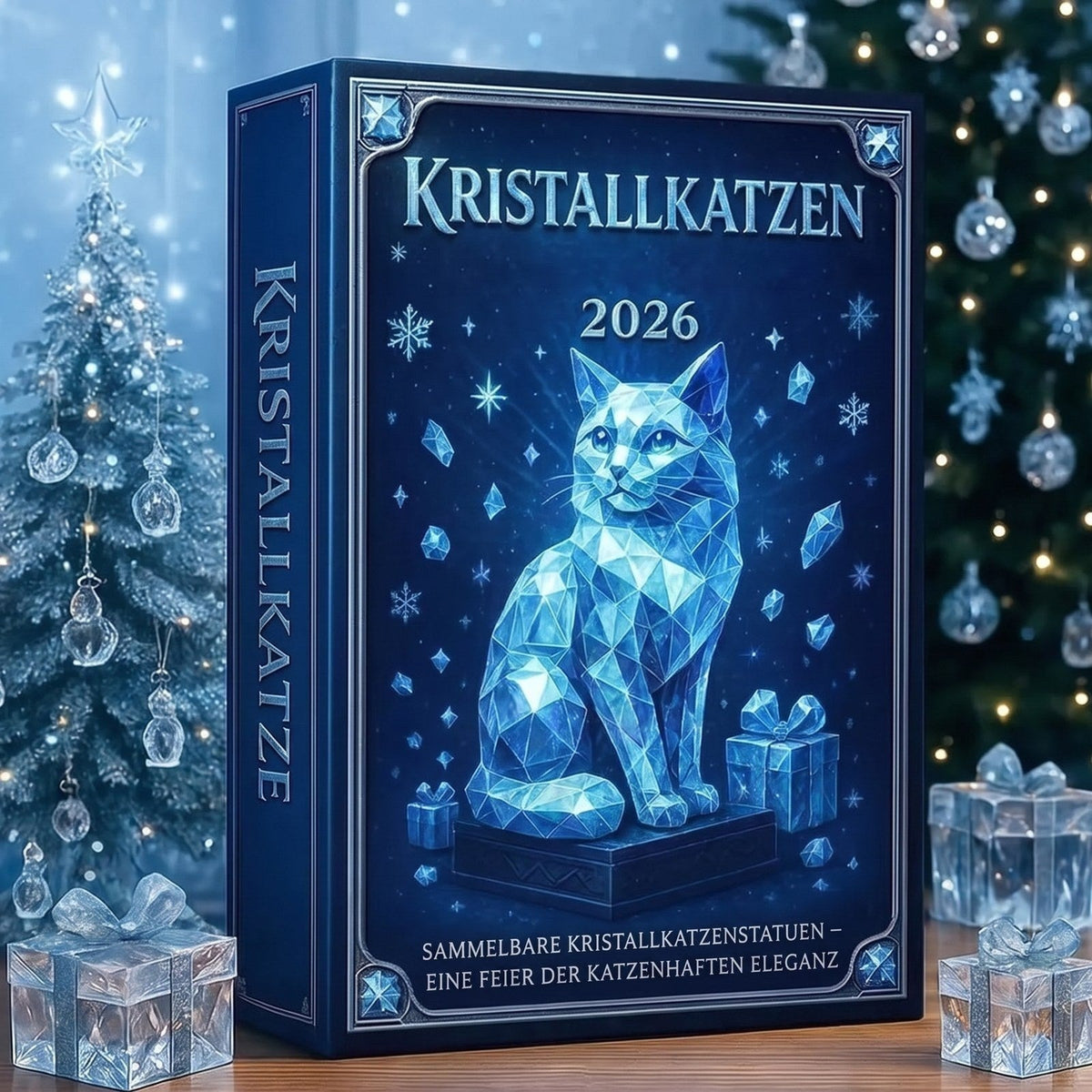 Clawmas - Adventskalender mit Katzenfiguren aus Acryl in Kristalloptik