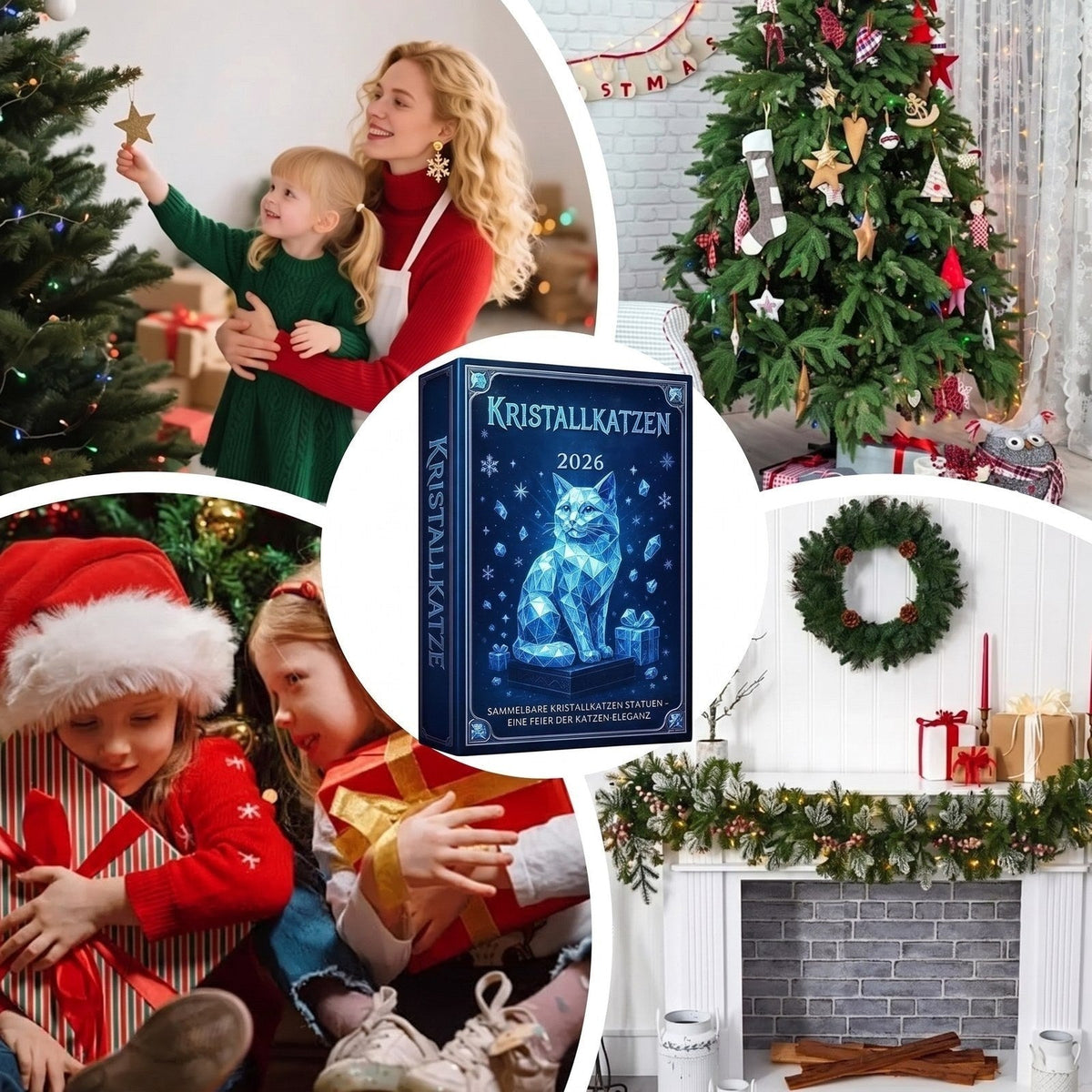 Clawmas - Adventskalender mit Katzenfiguren aus Acryl in Kristalloptik